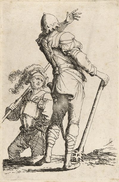 Two Warriors, One Holding a Mace and Turning to Beckon the Other by Salvator Rosa